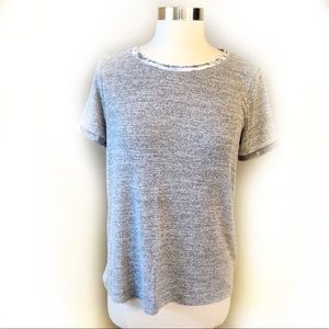GAP grey velvet trimmed tee size small